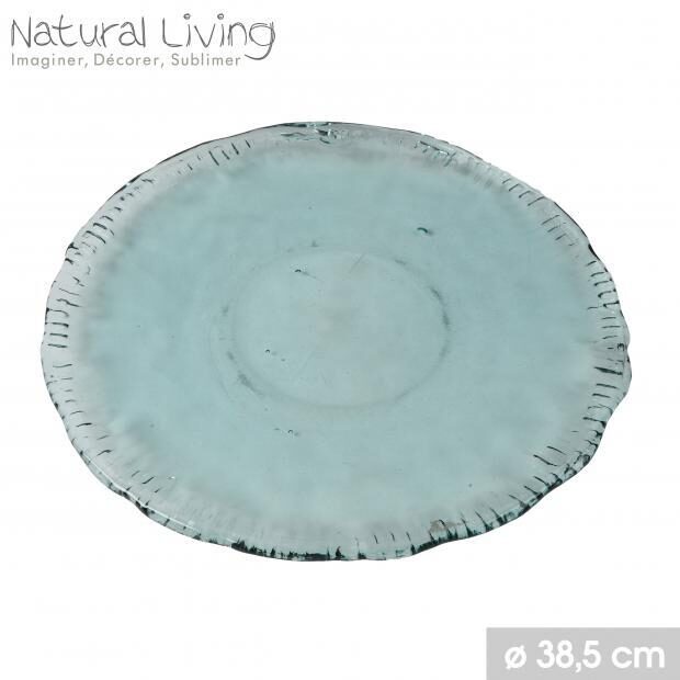 NATURAL LIVING pārstrādāta stikla šķīvis d38.5cm (piegāde tikai ar kurjeru vai izņemšana uz vietas)
