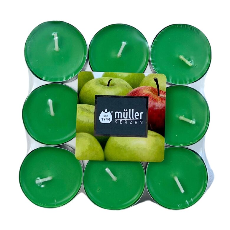 MULLER aromātiskās tējas sveces 18gab, +/-4h, āboli
