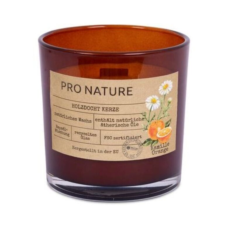 MULLER PRO NATURE rapšu vaska svece +/-40h, apelsīni & kumelītes