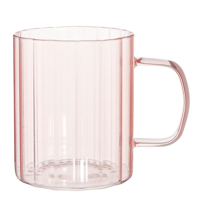 STRIPES stikla krūze 400ml, rozā