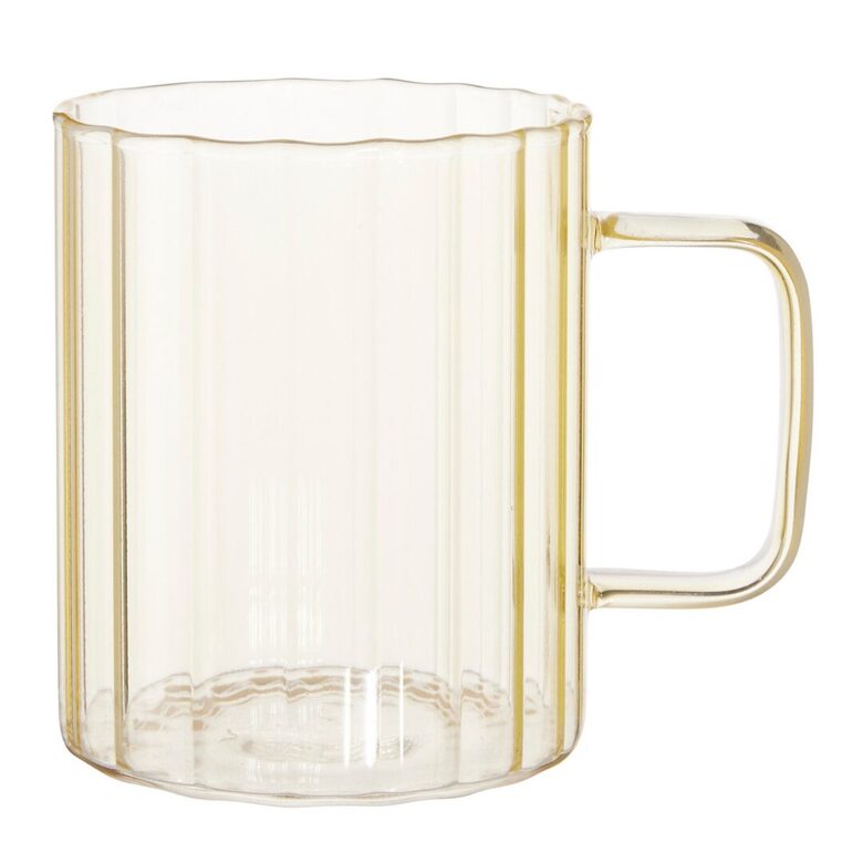 STRIPES stikla krūze 400ml, dzeltena