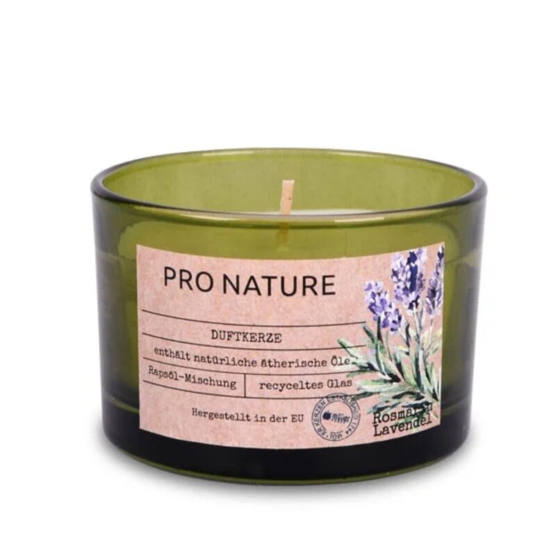 MULLER PRO NATURE rapšu vaska svece +/-20h, lavanda & rozmarīns