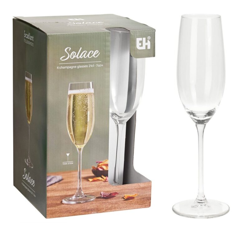 SOLACE stikla šampanieša glāzes 210ml, 4gab