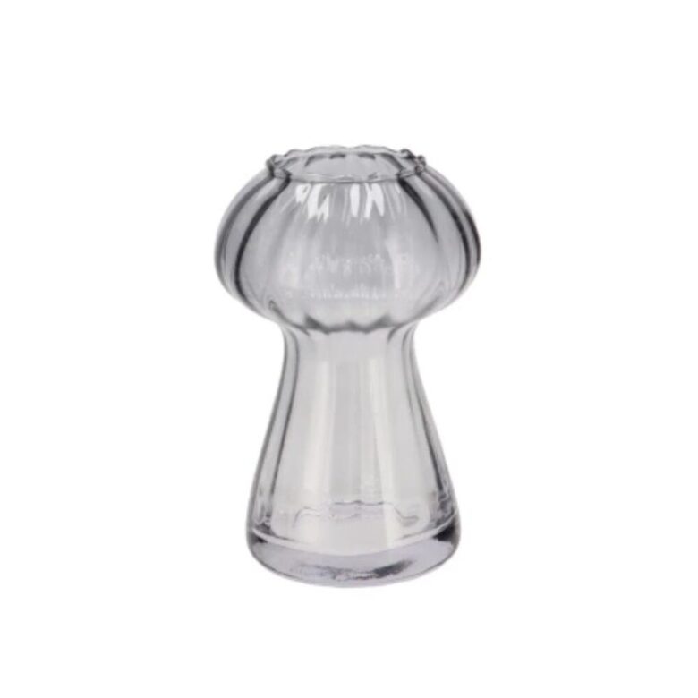 DAAN KROMHOUT stikla vāze d11cm x h17cm, pelēka-balta