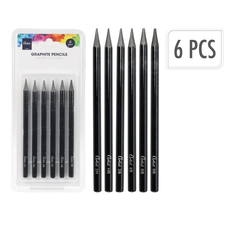 ARTIST grafīta zīmuļu komplekts 6gab, 2H/HB/2B/4B/6B/8B