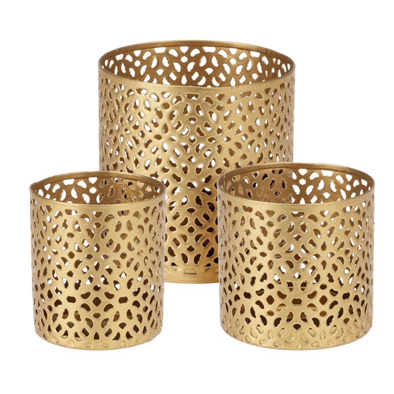 H&S metāla svečturu-laternu komplekts 3gab, tējas svecēm