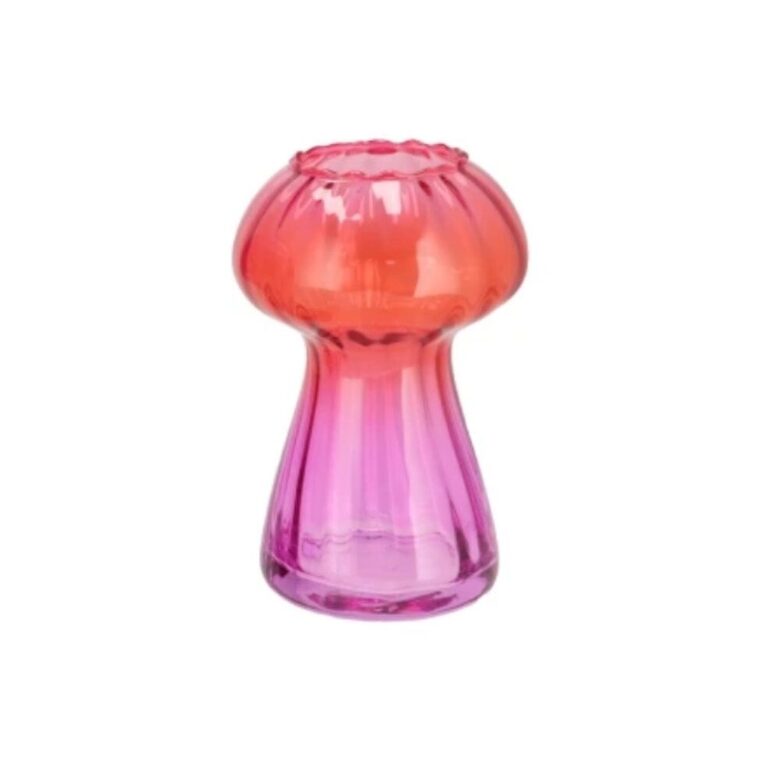 DAAN KROMHOUT stikla vāze d11cm x h17cm, sārti-rozā