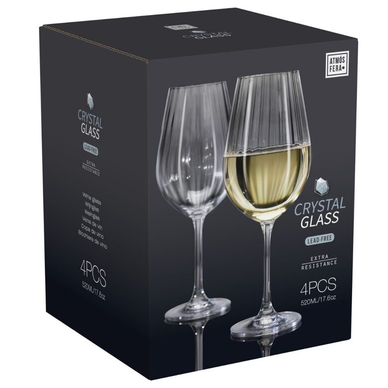 CRYSTALLINE STRIPE kristalizēta stikla vīna glāzes 520ml, 4gab