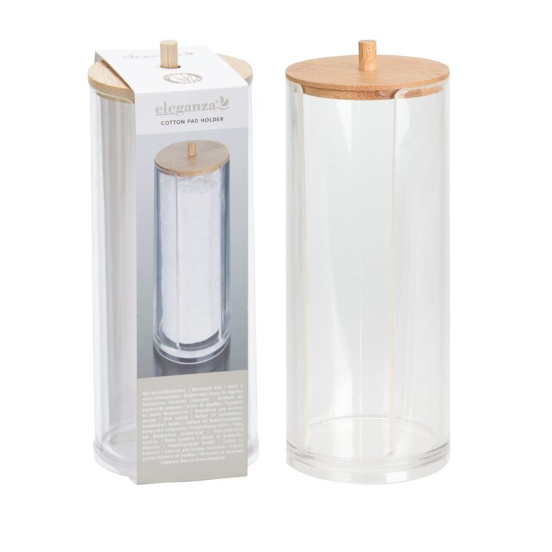 ELEGANZA bambusa un akrila kosmētikas organizators 7.5x7.5x19.5cm