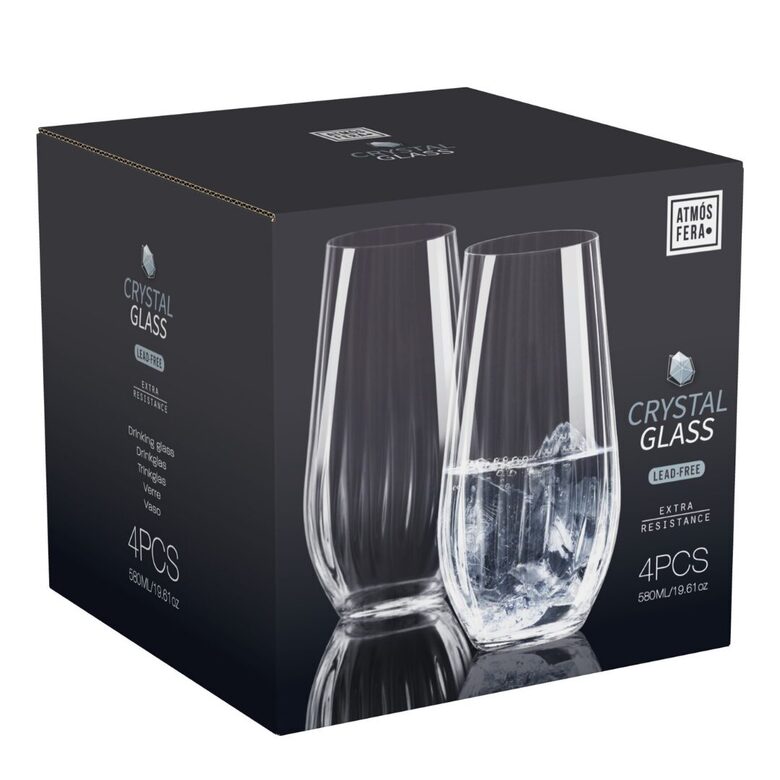 CRYSTALLINE STRIPE kristalizēta stikla glāzes 580ml, 4gab