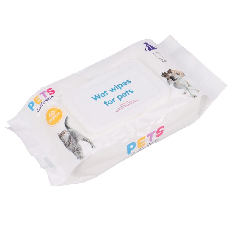 PETS mitrās salvetes mājdzīvnieku kopšanai, 60gab