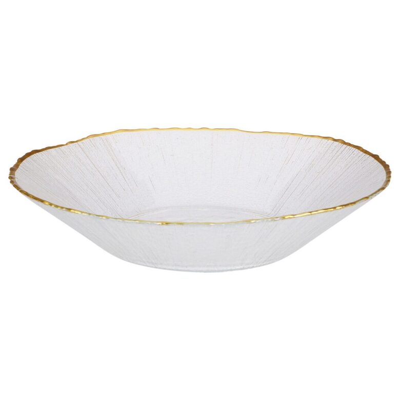 STRIPE stikla servēšanas bļoda ar zelta maliņu d20cm x h4cm