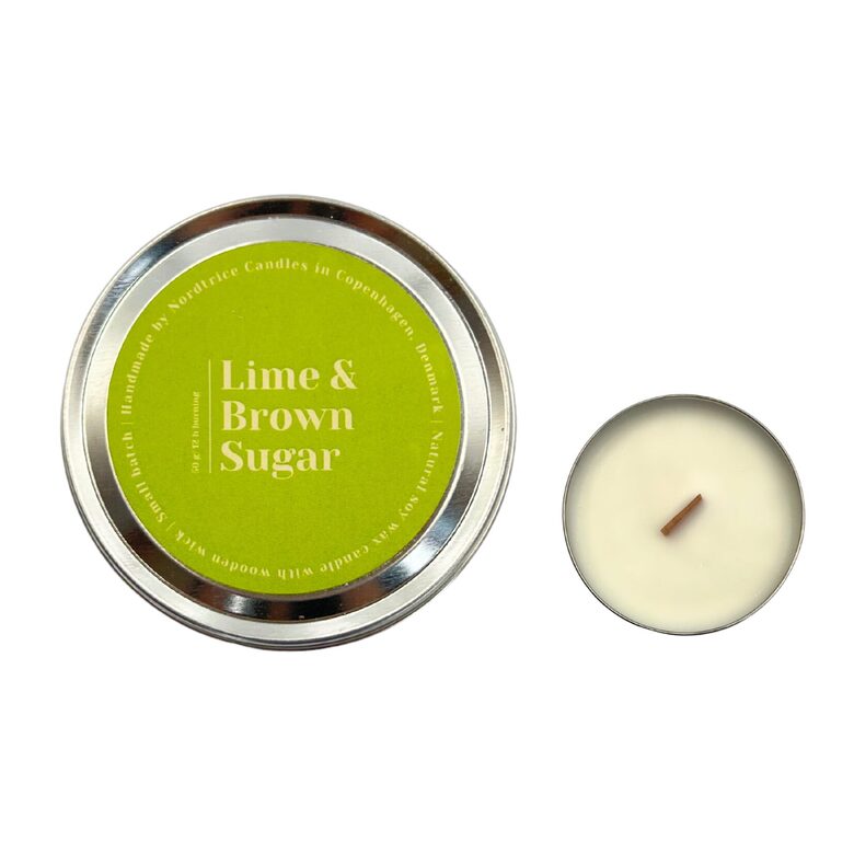 NORDTRICE "hand-made" aromātiskā sojas vaska svece +/-12h, laims & brūnais cukurs