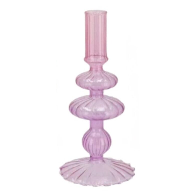 DAAN KROMHOUT stikla svečturis "Bubbles" d9cm x h20cm, rozā
