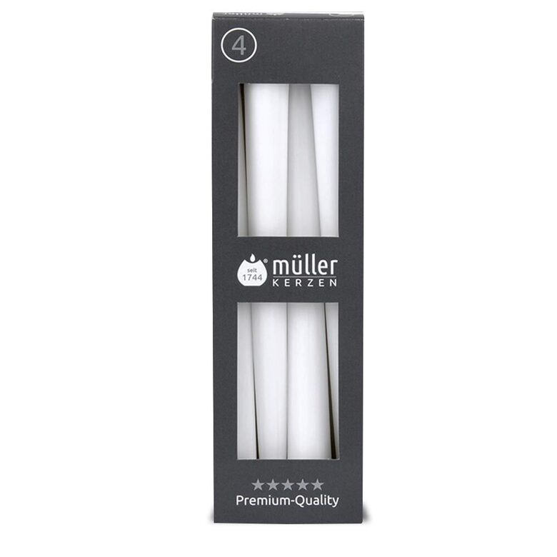 MULLER sveces 4gab, +/-7h, h24.5cm, baltas