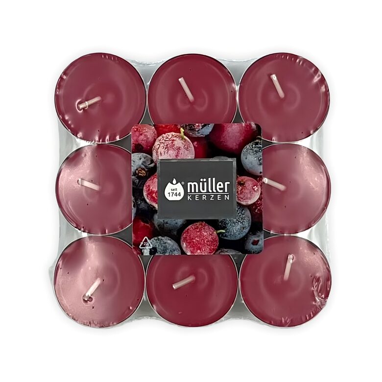 MULLER aromātiskās tējas sveces 18gab, +/-4h, meža ogas