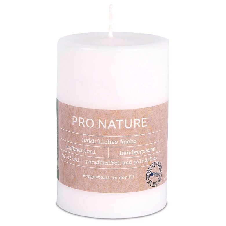 MULLER PRO NATURE stearīna svece +/-24h, balta