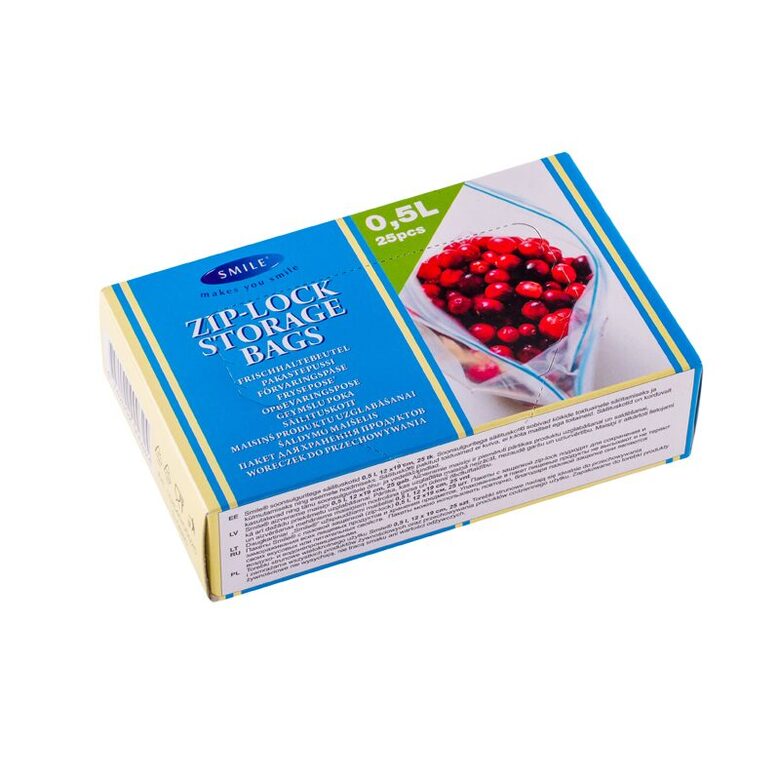 SMILE zip-lock uzglabāšanas maisiņi 0.5L, 25gab