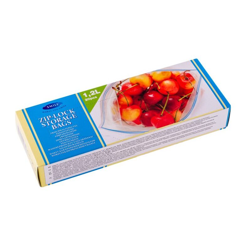 SMILE zip-lock uzglabāšanas maisiņi 1.2L, 20.5x21 cm, 20gab