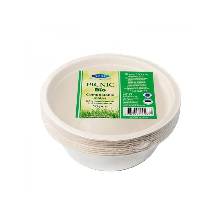 SMILE cukurniedru vienreizlietojamās bļodas 500ml, 10gab