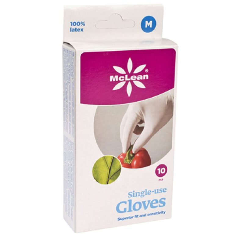 MCLEAN vienreizlietojamie lateksa cimdi 10gab, M izmērs