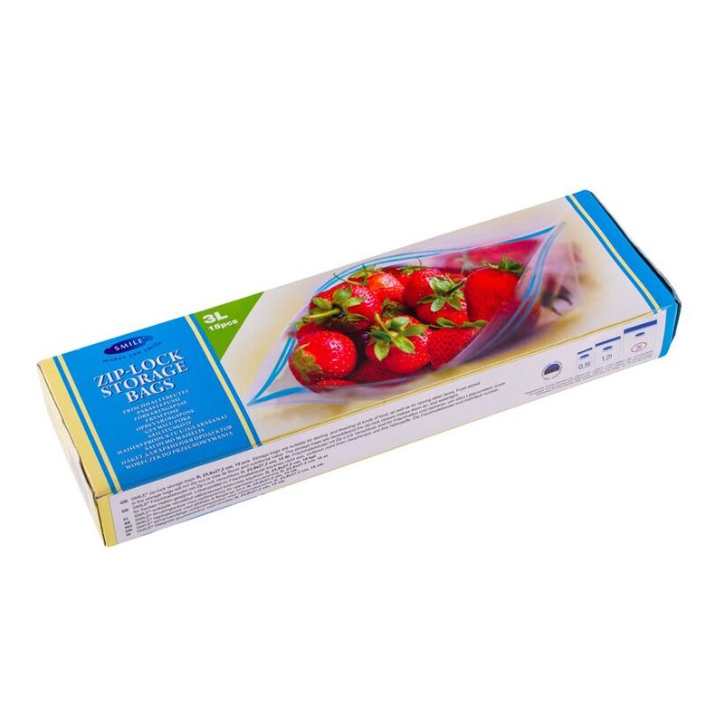 SMILE zip-lock uzglabāšanas maisiņi 3l, 26x27 cm, 15gab