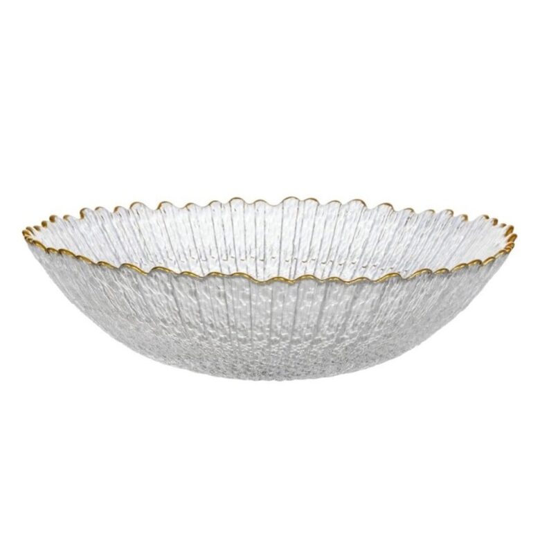 VERA stikla bļoda ar zelta maliņu d25cm x h12cm