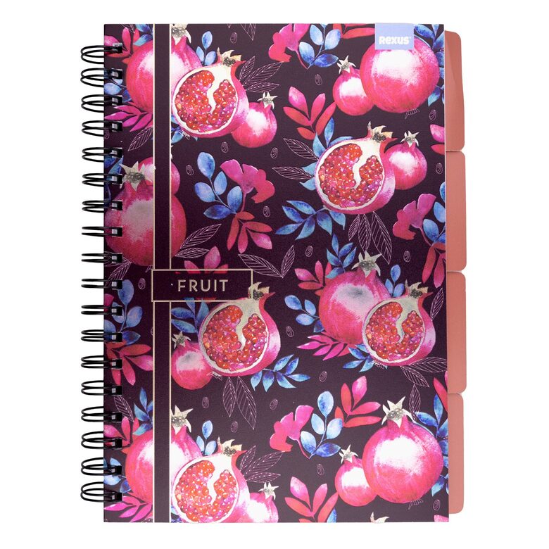 REXUS rūtiņu klade B5, 96 lapas, cietie vāki, ar perforētu līniju, ar aploksni, granātāboli