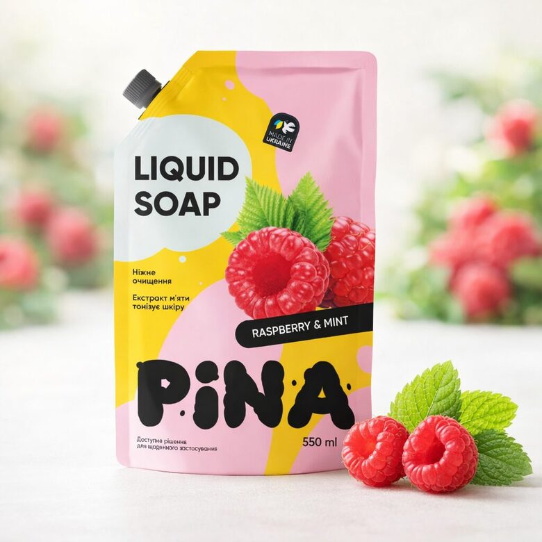 PINA šķidrās ziepes "Raspberry & Mint" 550ml
