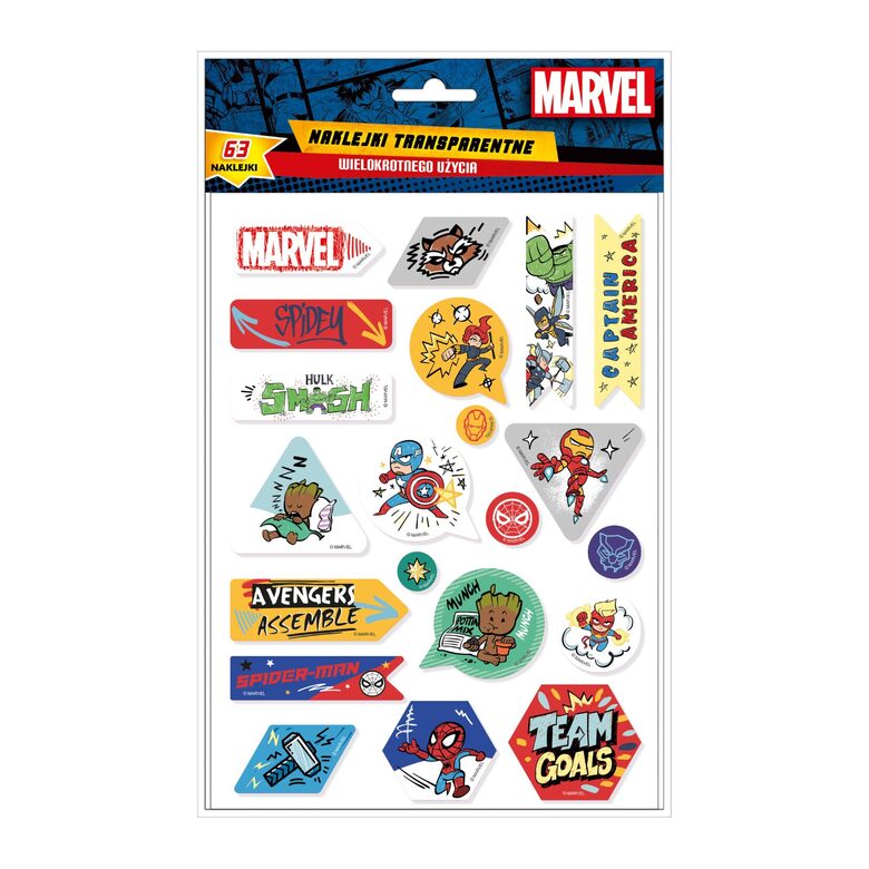MARVEL uzlīmes, 63gab komplektā