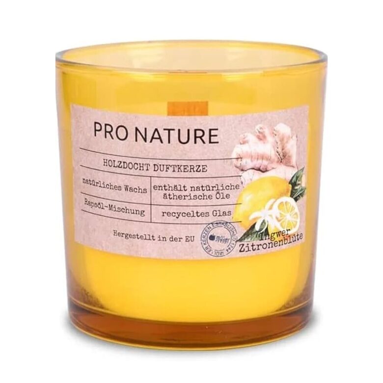 MULLER PRO NATURE rapšu vaska svece +/-40h, citroni & ingvers