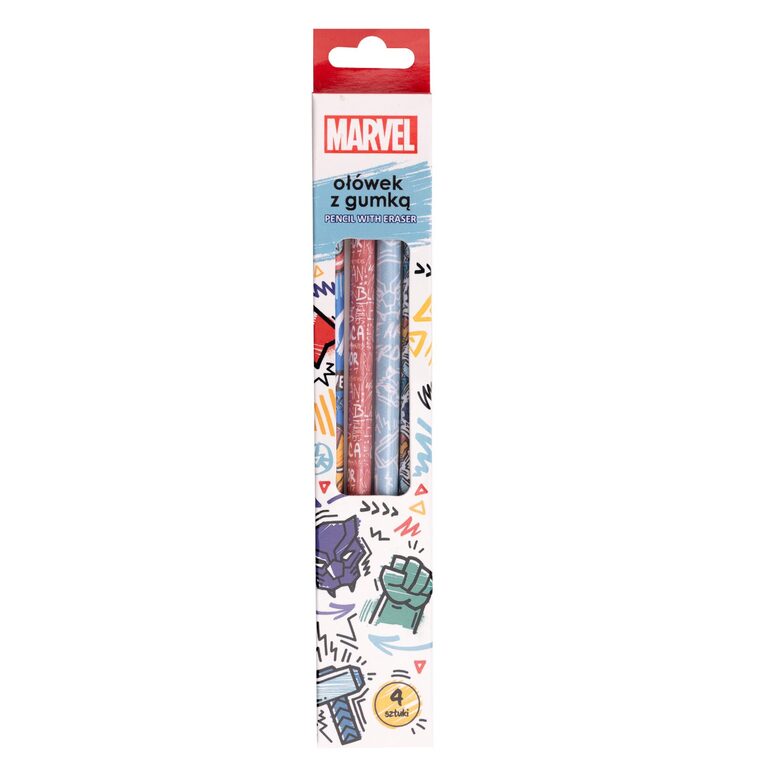 MARVEL parastie zīmuļi ar dzēšgumiju, 4gab