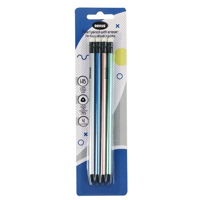 REXUS parastie zīmuļi ar dzēšgumiju, 4gab