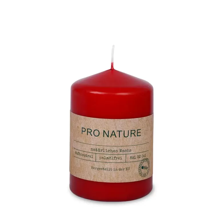 MULLER PRO NATURE stearīna svece +/-20h, sarkana