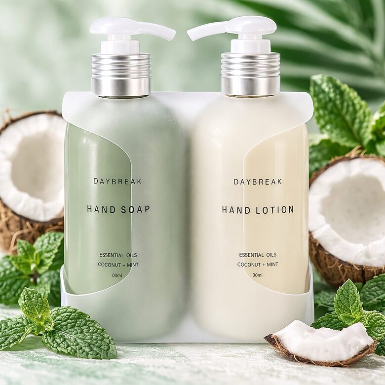 DAYBREAK roku ziepes 360ml un roku/ķermeņa losjons 360ml, kokosriekstu - piparmētru