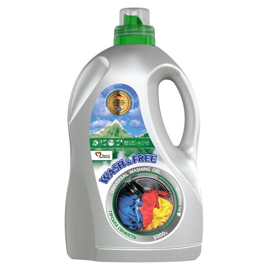 WASH & FREE veļas mazgāšanas gēls 4.8L/5kg "Mountain Freshness"    