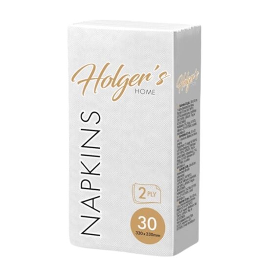 HOLGER'S salvetes 33x33cm, 30gb, 2 slāņi, baltas