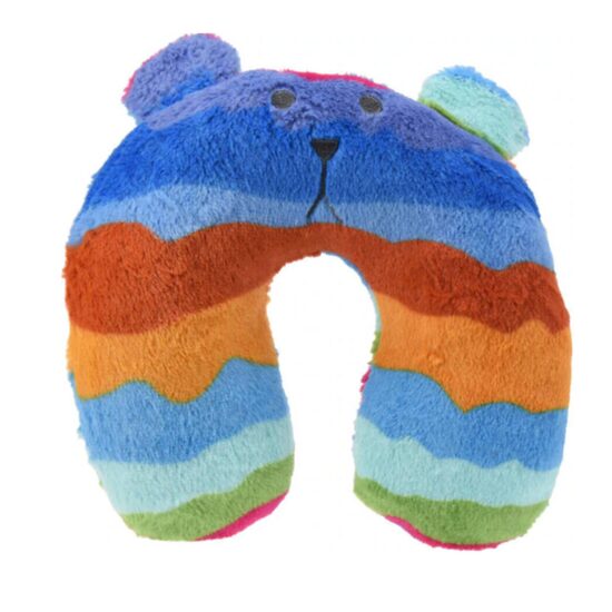 Ceļojumu kakla spilvens 30x30cm, zili-oranžās svītras