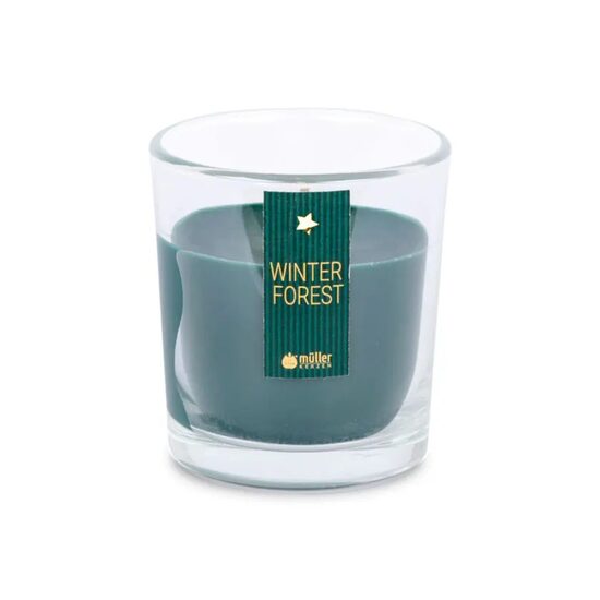MULLER aromātiskā svece 8x7cm +/- 20h, sniegots mežs