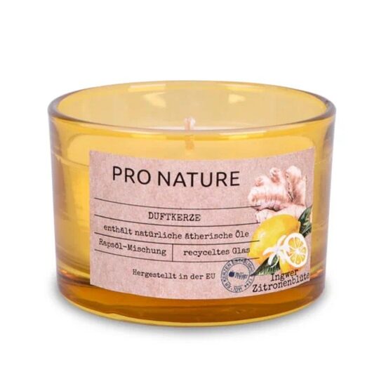 MULLER PRO NATURE rapšu vaska svece +/-20h, citroni & ingvers