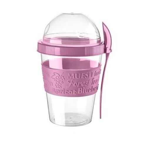 FLORINA plastmasas jogurta-musli trauks ar karoti, rozā