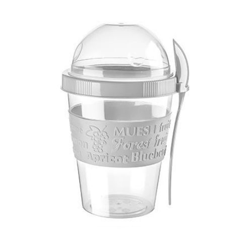 FLORINA plastmasas jogurta-musli trauks ar karoti, pelēks