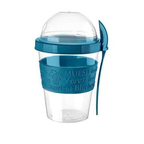 FLORINA plastmasas jogurta-musli trauks ar karoti, zils