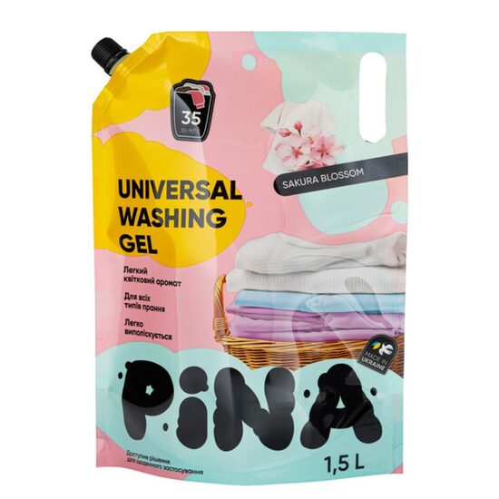 PINA veļas mazgāšanas gēls 1.5L "Sakura Blossom" (ražots Ukrainā)
