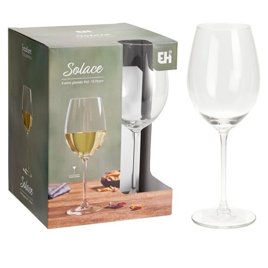 SOLACE stikla vīna glāzes 410ml, 4gab
