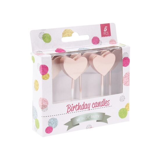 Sveces kūkai 5gab, h6cm, sirds forma