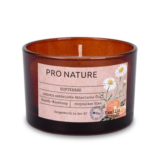 MULLER PRO NATURE rapšu vaska svece +/-20h, apelsīni & klinģerītes