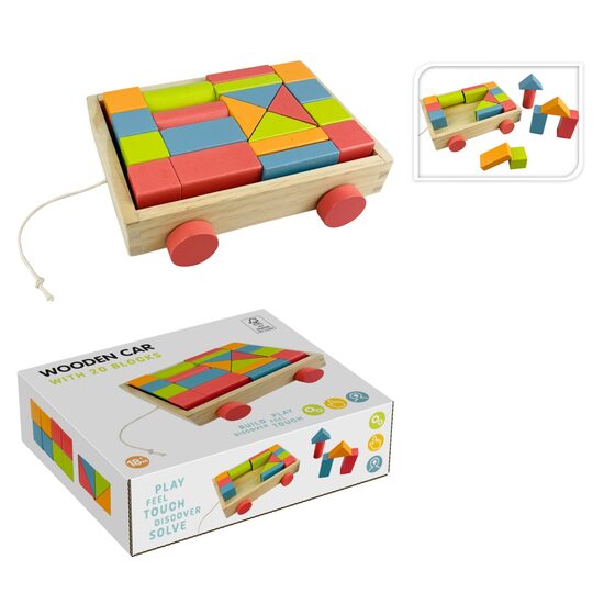 Koka klucīšu auto ar 20 elementiem 20x17x5.5cm