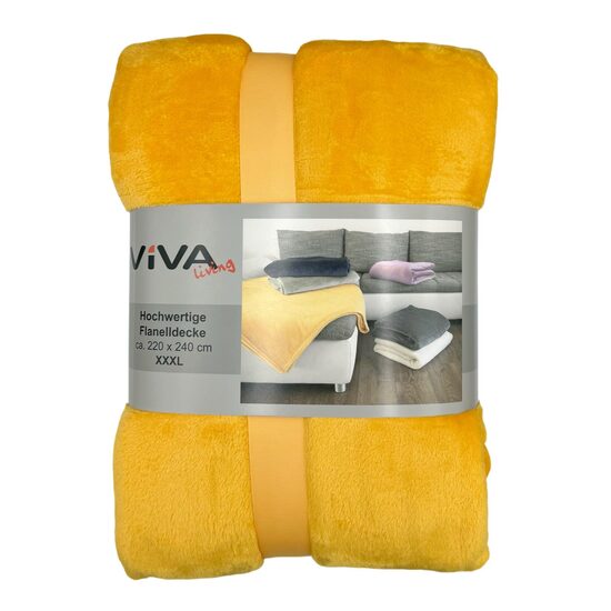 VIVA HOME pleds-gultas pārklājs 220x240cm, dzeltens