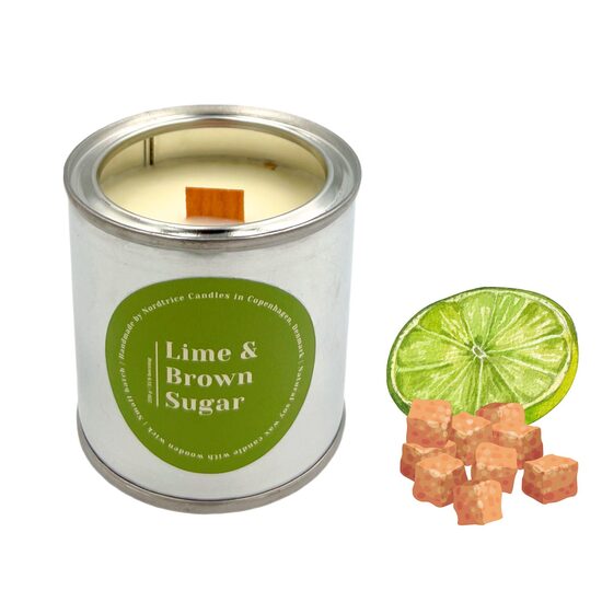 NORDTRICE "hand-made" aromātiskā sojas vaska svece +/-35h, laims & brūnais cukurs